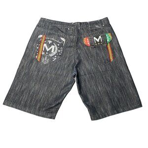 Vintage Y2K Skater Hip Hop Size 42 Denim Baggy Shorts Most Official Seven Black